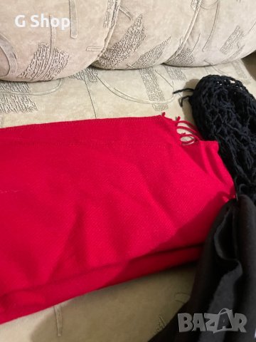 Дамски зимни шалове червен черен шал, снимка 4 - Други - 43300446