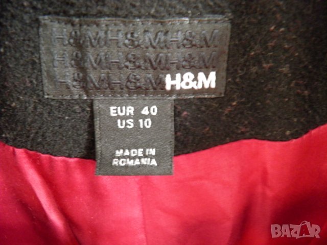 H&M оригинално дамско черно вълнено палто, снимка 9 - Палта, манта - 27943331