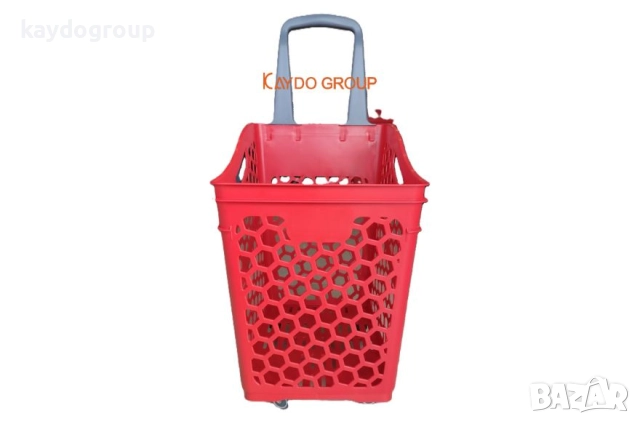  PVC кошница за пазаруване с колела, червена 75 литра, снимка 4 - Оборудване за магазин - 44837913