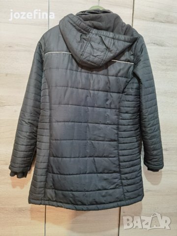 Зимно яке унисекс с качулка черно със светлоотразителни лентички, снимка 2 - Якета - 43329488