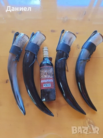 Викингски рог за пиене XXXXL с кожен кобур