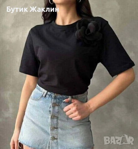 Дамска тениска с 3Д розичка , снимка 2 - Тениски - 52569720