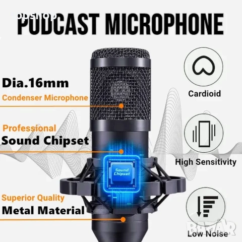 Нов Професионален микрофон + миксер и саунд ефекти BM800 за подкасти стрийминг, YouTube TikTok, снимка 4 - Ресийвъри, усилватели, смесителни пултове - 50542598