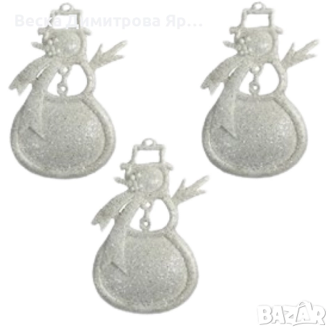 Коледна украса за елха - Блестящ орнамент във формата на снежен човек, снимка 3 - Декорация за дома - 52301648