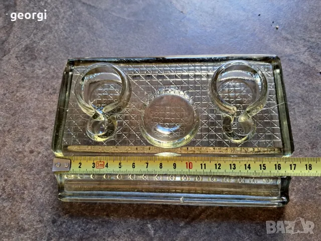 Стара стъклена мастилница 25/5, снимка 5 - Антикварни и старинни предмети - 50330964