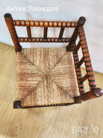 Античен френски ъглов стол с папурена седалка/дамски, снимка 10 - Антикварни и старинни предмети - 53381138