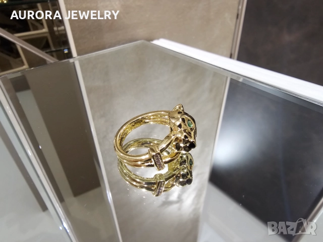 CARTIER Panthere de Cartier Gold Black 5 Diamonds Пръстен, снимка 6 - Пръстени - 52818763