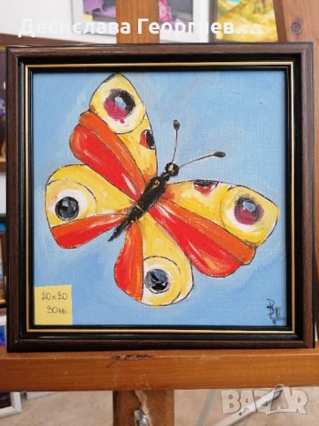 5бр.Картини с Цветя и Пеперуда, маслени бои , снимка 2 - Картини - 30070924