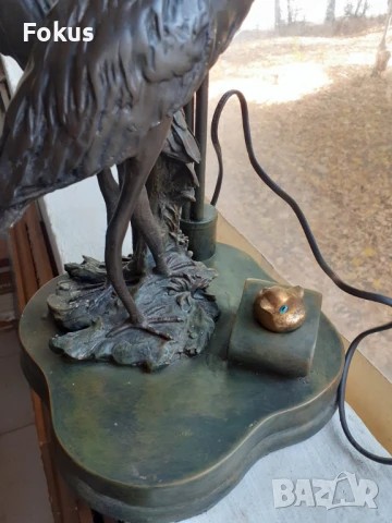 Уникално красива голяма арт лампа фигурална метал алабастър, снимка 4 - Антикварни и старинни предмети - 51107051