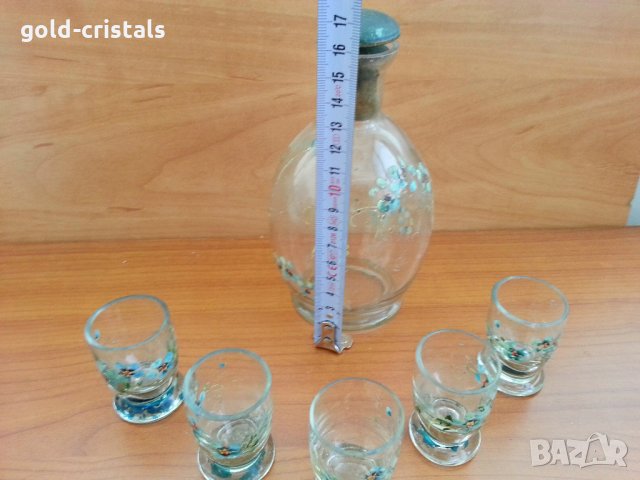ретро стъклени чашки и гарафа, снимка 3 - Антикварни и старинни предмети - 27910209