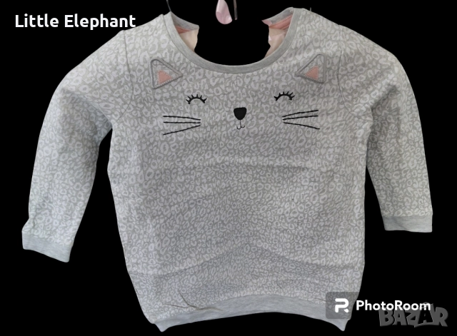 Рокличка с котенце за 2-3 год мом леопардов принт сив,Англия/нова