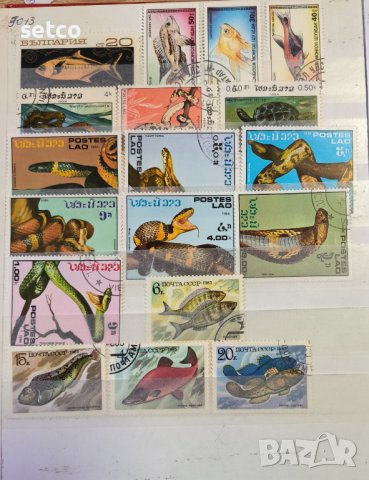 39 броя марки тема Фауна - Риби , Земноводни, снимка 2 - Филателия - 43580596