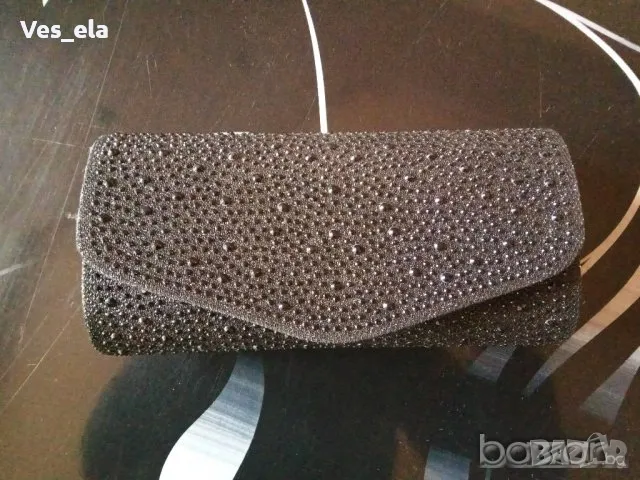 черна официална чанта с камъни, снимка 2 - Чанти - 47649529