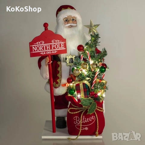Дядо Коледа с чувал с подаръци-22x17x50 см./реалистична фигура на Дядо Коледа, снимка 4 - Декорация за дома - 52119697
