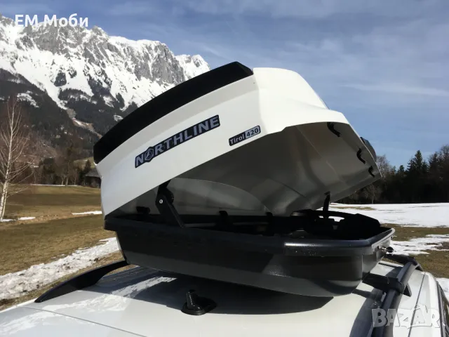 Багажник тип автобокс NORTHLINE Tirol 420 TEF Dual Бял гланц за автомобил, снимка 6 - Аксесоари и консумативи - 47535111