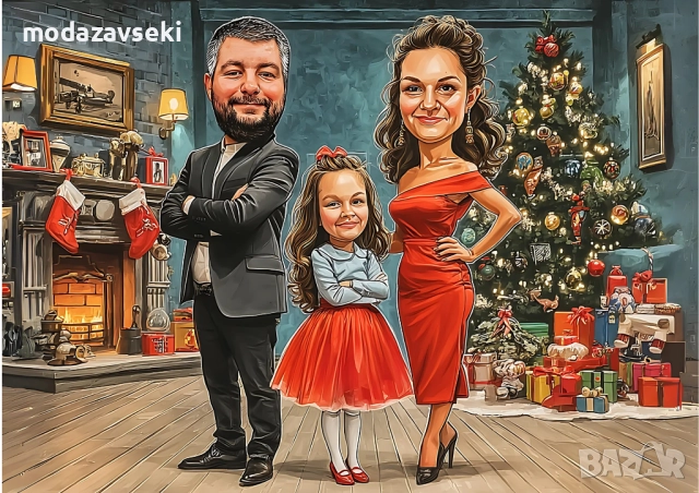 Персонализирана коледна карикатура, снимка 2 - Коледни подаръци - 52384925