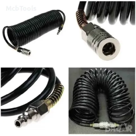 Спирален маркуч за въздух с бързи връзки 10 м. / 10 х 14 мм HAWEK, снимка 5 - Други инструменти - 49305308