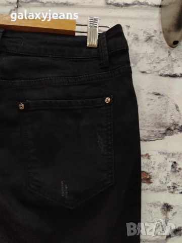 Gudi- черни дънки, лек слим, малко избелени, надрани, пролетен деним с еластан, снимка 2 - Дънки - 53273710