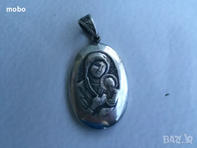 Красива нова сребърна висулка „ Богородица с Младенеца“, проба 925, тегло 6.97г, снимка 3 - Колиета, медальони, синджири - 49675020