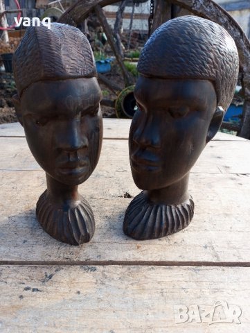 Африкански глави-дърворезби, снимка 5 - Статуетки - 43602712