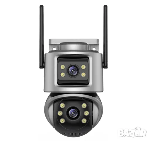 Двойна Външна WiFi Камера с два екрана 8MP, ICSee, снимка 2 - IP камери - 49654732
