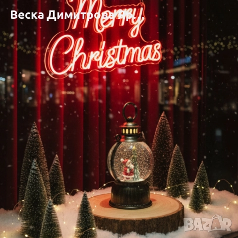 Голям LED коледен фенер с ефект на падащ сняг – приказна светлина и празнична магия, снимка 3 - Декорация за дома - 52228197