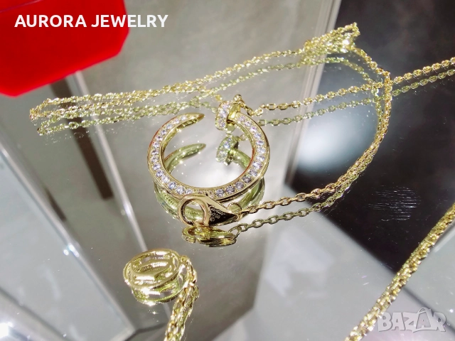 CARTIER Nail Juste un Clou Gold Paved Diamonds Дамско Колие Пирон, снимка 7 - Колиета, медальони, синджири - 52916829