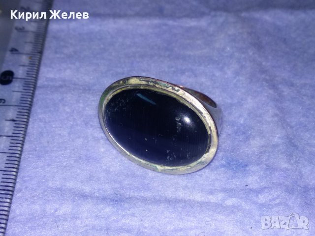 СТАР МАСИВЕН МОДЕН ПОСРЕБРЕН МЕДЕН АРТ ПРЪСТЕН с ШЛИФОВАН МИНЕРАЛ 36966, снимка 8 - Пръстени - 39709400