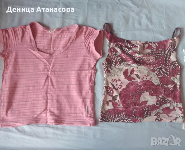 Блузки и потници, ризи с къс и дълъг ръкав, черно сатенено и дънкено бюстие размер М, снимка 2 - Потници - 41884937