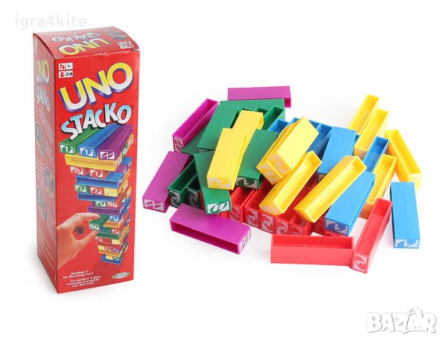 MINI JENGA UNO STACKO | Блокчета УНО за строене. Eдна невероятна игра, снимка 3 - Образователни игри - 43764560