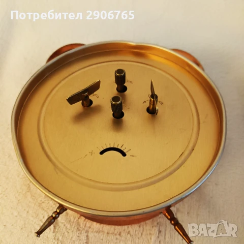 Часовник будилник KIENZLE меден корпус с камбанки работещ, снимка 6 - Антикварни и старинни предмети - 51157049