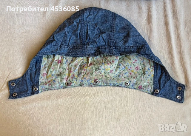 H&M-Детско тънко пролетно/есенно дънково яке с качулка и вътрешен принт на цветя, снимка 5 - Детски якета и елеци - 51172535