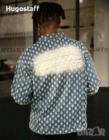 Ново мъжко карго дънково яке риза Street Style накъсан вид овърсайз изтъркано деним памук ХХЛ, снимка 2 - Якета - 53093833