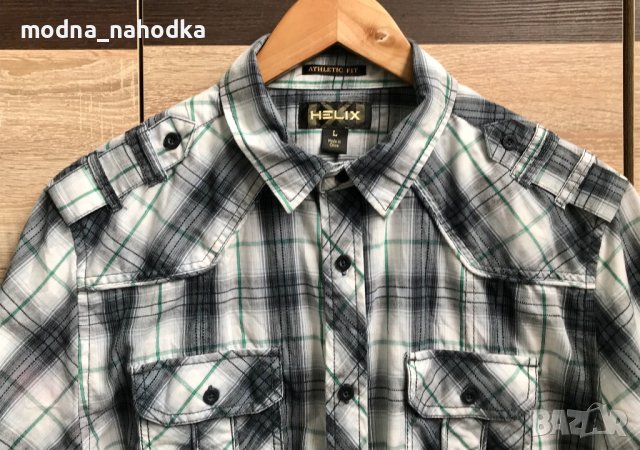 Чисто нова карирана риза с къс ръкав Helix