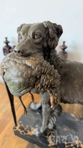 Френска статуетка на ловно куче, Jules Moigniez 1835-1894, снимка 2 - Антикварни и старинни предмети - 49820346