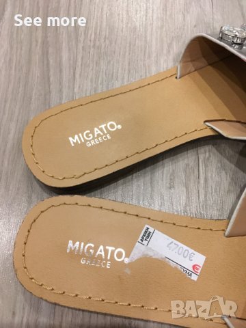 MIGATO ефектни чехли естествена кожа с кристали 38, снимка 5 - Чехли - 37409451