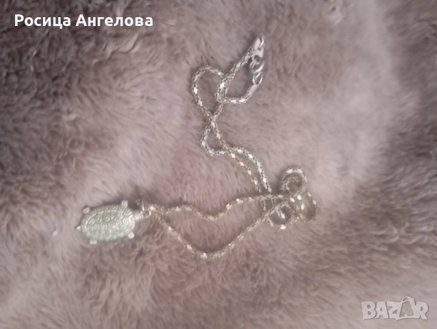 Сребърен синджир с със костенурка сребърен амулет носещ щастие костенурка 🐢, снимка 4 - Колиета, медальони, синджири - 51481473