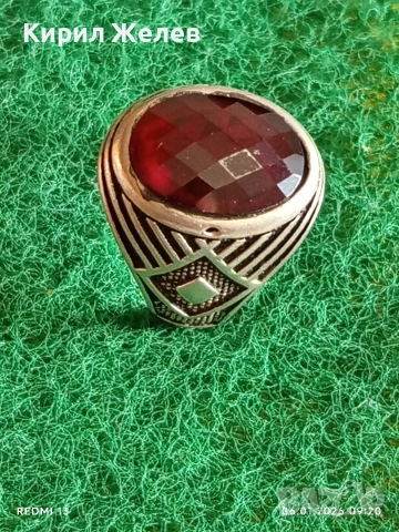 Арт Деко стил сребърен пръстен с ГРАНАТ орнаментиран майсторска изработка 51807, снимка 2 - Пръстени - 53002548
