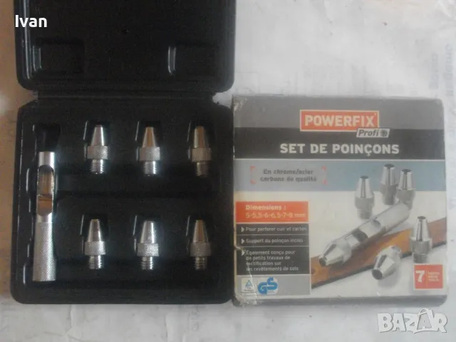 НОВ ОРИГИНАЛЕН НЕМСКИ КОМПЛЕКТ POWERFIX PROFI 7 БРОЯ СМЕНЯЕМИ ЗАМБИ ЗА ОТВОРИ 5-8мм ХРОМ-КАРБОНОВИ