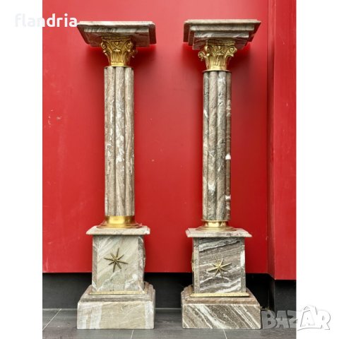 Сет мраморни колони - постамент (бежови), снимка 1 - Градински мебели, декорация  - 44065720