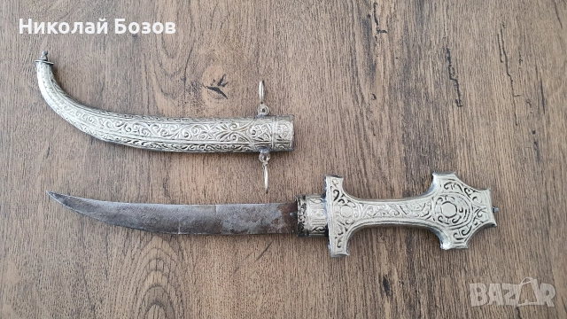 Ханджар – средата на 19 век – сребърен, снимка 4 - Колекции - 52911886