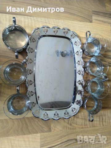 Старинен руски сервиз за чай Rz 8710-MET/Antique Russian tea set Rz 8710-MET, снимка 4 - Антикварни и старинни предмети - 36691040