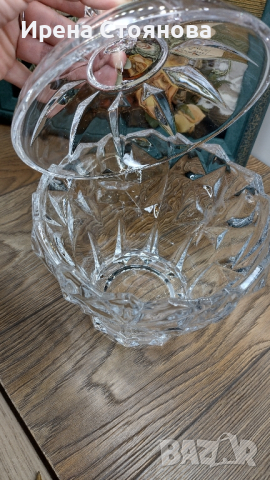 Голяма захарница или бонбониера с капак, кристалин., снимка 9 - Декорация за дома - 44872928