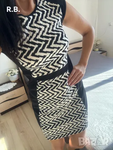 Черно/бяла елегантна рокля, М размер, снимка 3 - Рокли - 47736117
