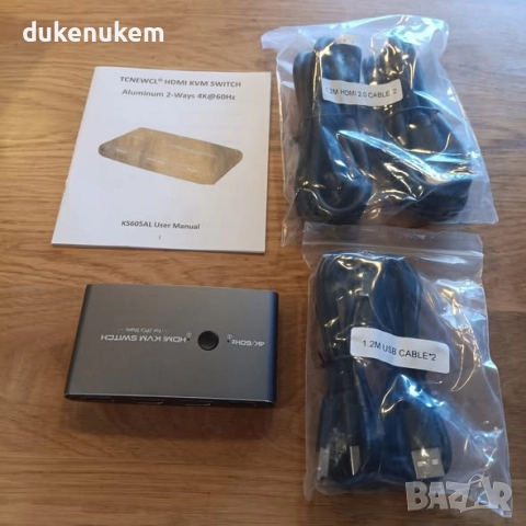 2-Port 4K KVM превключвател – HDMI USB Switch за 2 компютъра, алуминиев корпус, включени кабели, снимка 7 - Друга електроника - 52465712