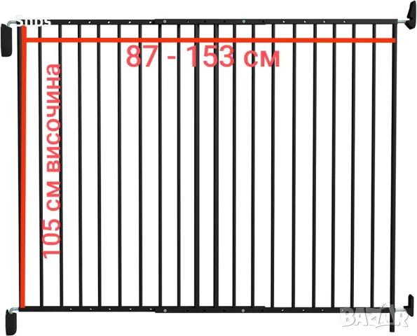 Метална врата за животни с въртящо се затваряне 87-153 см ширина и 105 см височина, черна, снимка 4 - Други стоки за дома - 49615690