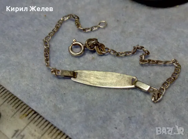 ИЗЯЩНА ИТАЛИАНСКА СРЕБЪРНА ГРИВНА СРЕБРО 925 ITALY с БЯЛА ПОЗЛАТА и ГРАВИРАНО СЪРЧИЦЕ 43380, снимка 2 - Гривни - 49704672