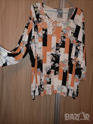 Флорална еластична блуза , снимка 2 - Блузи с дълъг ръкав и пуловери - 43365293