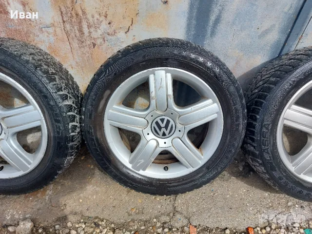 Оригинални Алуминиеви джанти 15 VW Fox Polo с 5 болта зимни гуми , снимка 3 - Гуми и джанти - 49868258