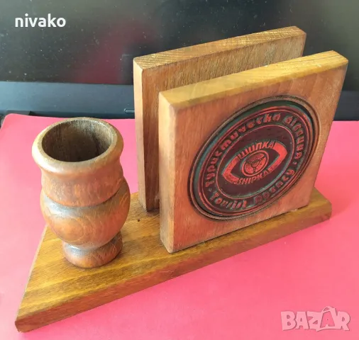 Продавам дървена ретро поставка за химикали и листчета с медно лого на СБА, снимка 7 - Антикварни и старинни предмети - 49828579